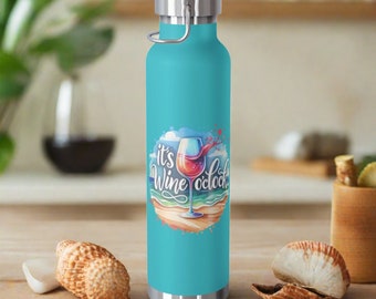 22oz Coastal Vibes Copper Bottle - Keep Your Wine & Water Cold