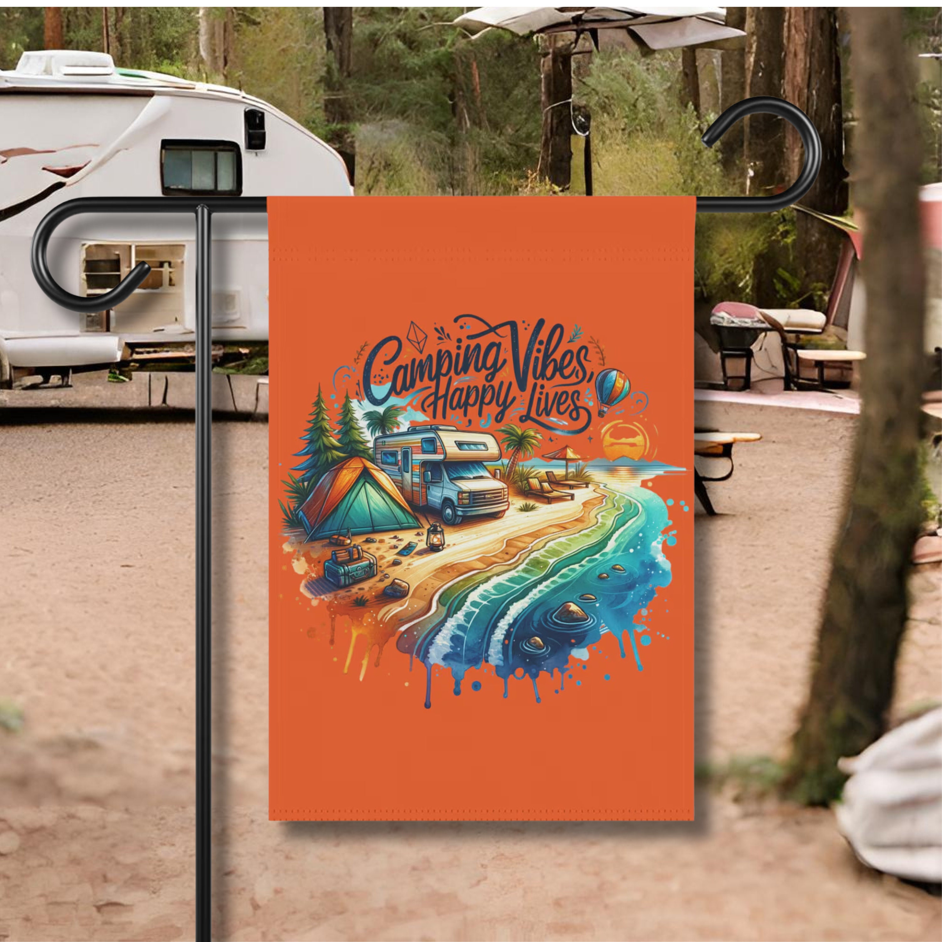 Camping Vibes, Happy Lives Banner for RV Campsite Etsy