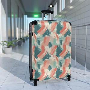 Abstract Coral & Teal Carry-On Suitcase: Customizable Travel Luggage