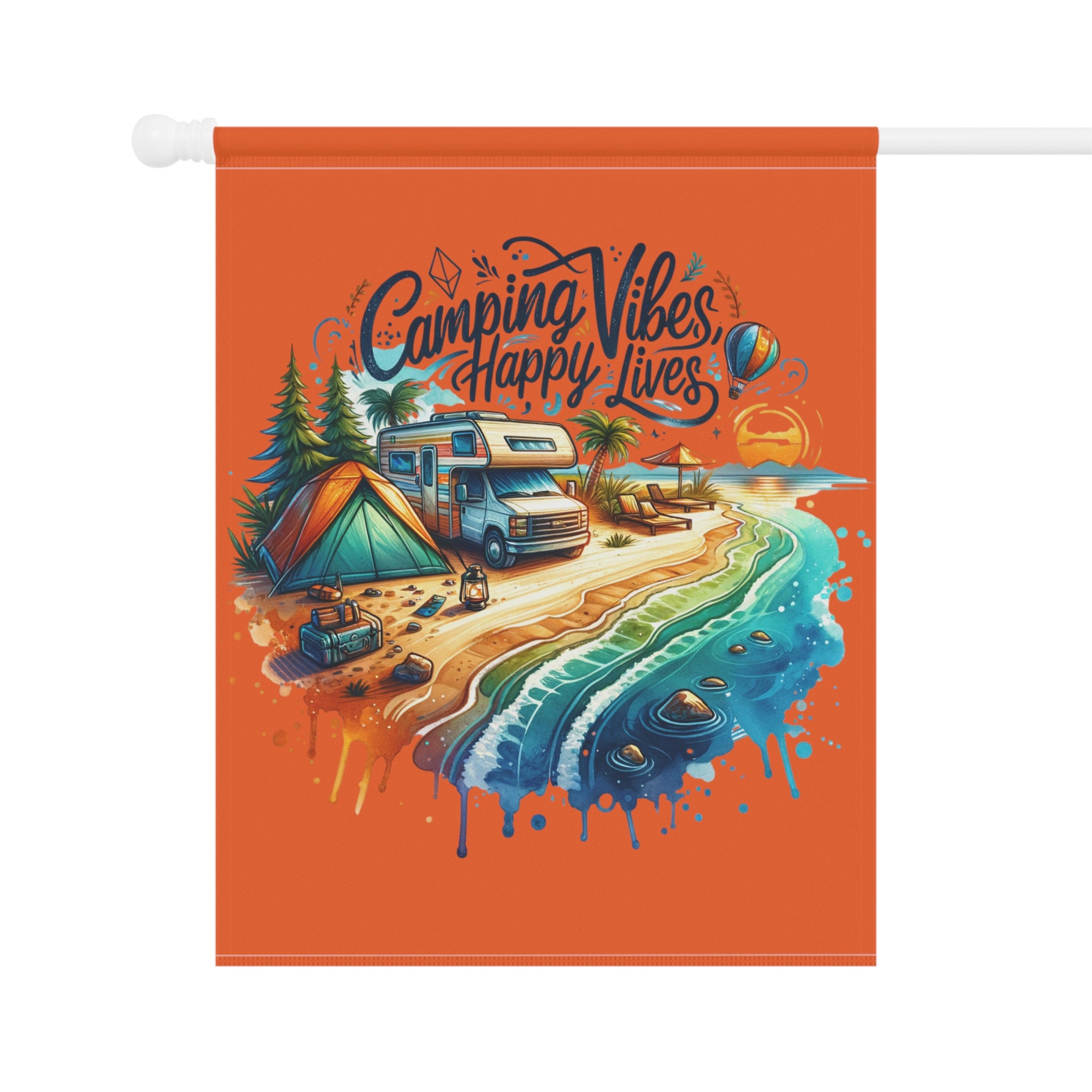 Camping Vibes, Happy Lives Banner for RV Campsite Etsy
