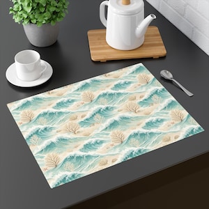 Ocean Wave Cotton Placemat: Coastal Nautical Table Decor
