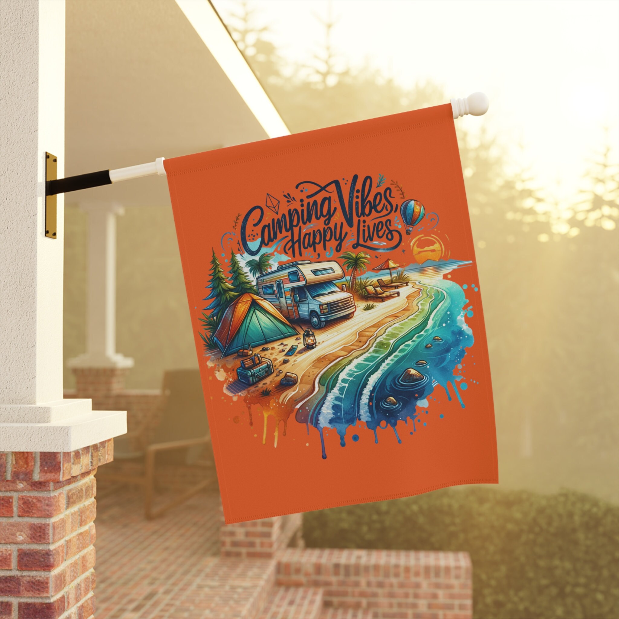 Camping Vibes, Happy Lives Banner for RV Campsite Etsy