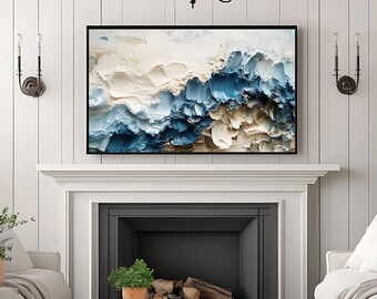 Textured Palm Beach Frame TV Art, Coastal Decor (Digital Download)
