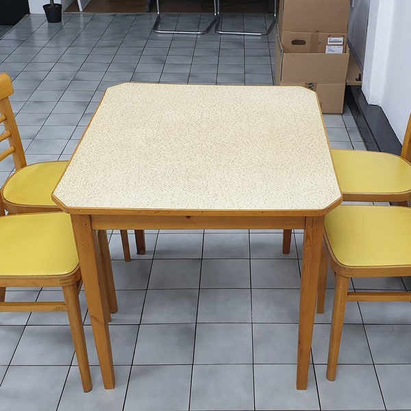 Vintage 1960s Formica top kitchen dining table & 4 Ben of Stowe Benchairs in yellow