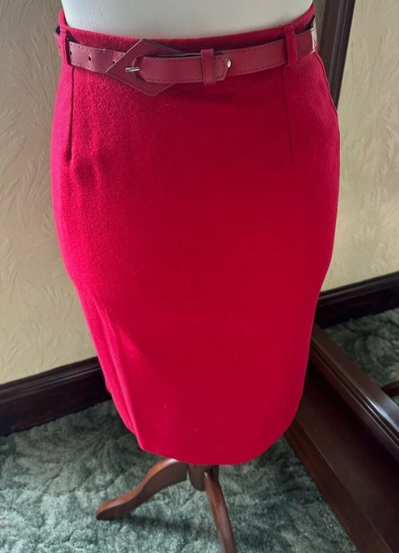 Red wool skirt, C&A Yessica fully linen, woollen,… - image 1