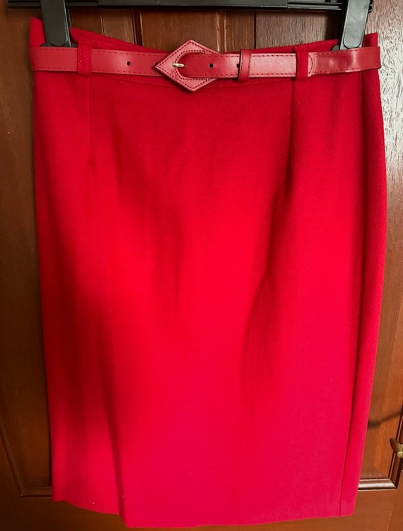 Red wool skirt, C&A Yessica fully linen, woollen,… - image 3