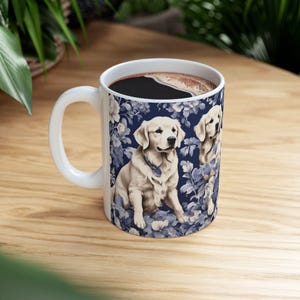 Golden Retriever French Toile de Jouy Mug - Elegant Blue Toile Coffee Cup for Golden Mom, Golden Retriever Lover Gifts, Dog Lover Coffee Mug