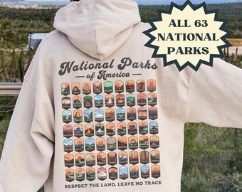 National Park Hoodie 63 Park List Hoodie Granola Girl US National Parks Travel Gifts Hiking Hoodie Protect Our Parks Mountain Nature Hoodie