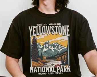 Mens Yellowstone National Park Shirt Men Comfort Colors Shirt Protect Our Parks Park Ranger Tshirt Wyoming Traveler Shirt Old Faithful Shirt