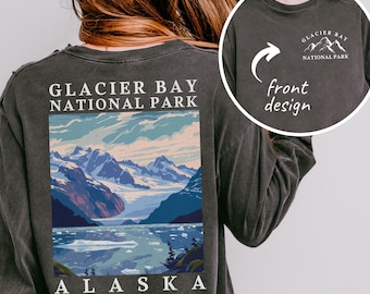 Glacier Bay National Park Long Sleeve Shirt Comfort Colors Shirt Cute US National Park Gift Travel Shirt Outdoorsy Alaska Nature Lover Shirt
