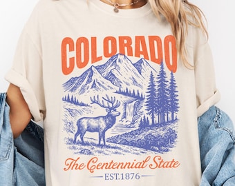 Colorado Shirt Rocky Mountains Shirt Comfort Colors Granola Girl Colorado Trip Mountain Shirt Retro Oversized Colorado Rockies Hiking Shirt