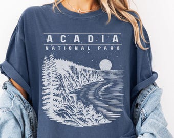 Acadia National Park Shirt Comfort Colors Granola Girl National Park Gift Maine Shirt Oversized Graphic Tee East Coast Lighthouse Shirt