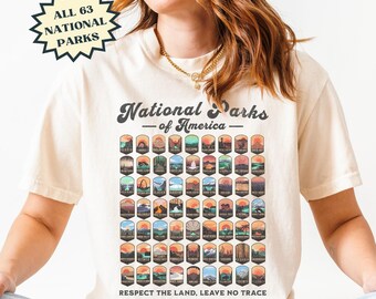 National Park Shirt 63 Park List Shirt Comfort Colors Granola Girl US National Park Gifts Hiking Shirt Nature Lover Gifts Outdoorsy Shirt