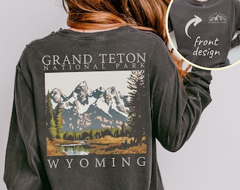 Grand Teton National Park Long Sleeve Shirt Comfort Colors Retro US National Parks Cute Traveler Gift Granola Girl Shirt Wyoming Sweater