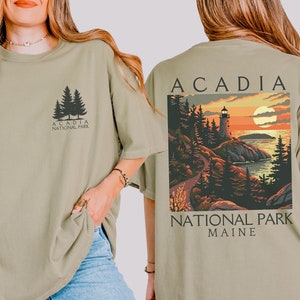Acadia National Park Shirt Comfort Colors Granola Girl Shirt US National Parks Traveler Gift Maine Shirt Park Ranger Crew Outdoorsy Shirt