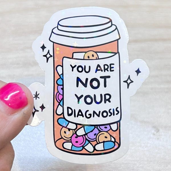 Holographic Prescription Bottle Sticker | Mental Health, Chronic Illness Awareness Decal