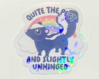 Holographic Skunk Sticker: Funny Chaotic Humor Vinyl Decal