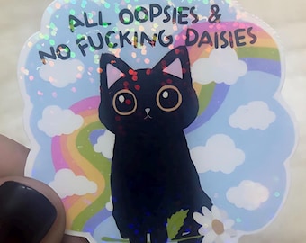 Sarcastic Black Cat Sticker | Holographic Vinyl Decal