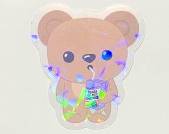 Holographic Bear Sticker: "Tears of My Enemies" Waterproof Vinyl Decal