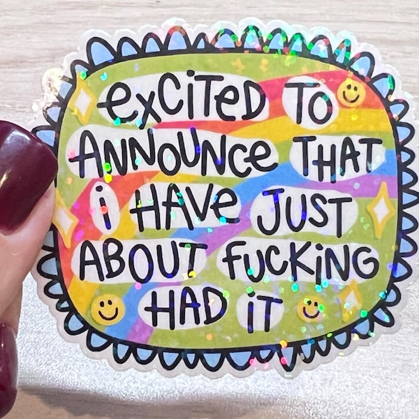 Sarcastic Vinyl Sticker | Waterproof Laptop Decal, Burnout Humor (Holographic)