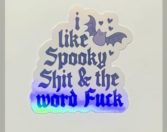 Holographic Goth Bat Sticker – Funny Spooky Vinyl Decal