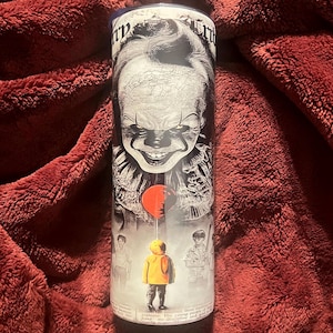 Horror Clown Tumbler: Creepy Red Balloon Stainless Steel Travel Mug