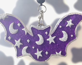 Bat Car Freshie | Halloween Air Freshener | Moon Stars Design | Pick Fragrance & Colors