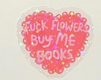 Funny Book Lover Sticker: Holographic Vinyl Decal for Laptop, Water Bottle