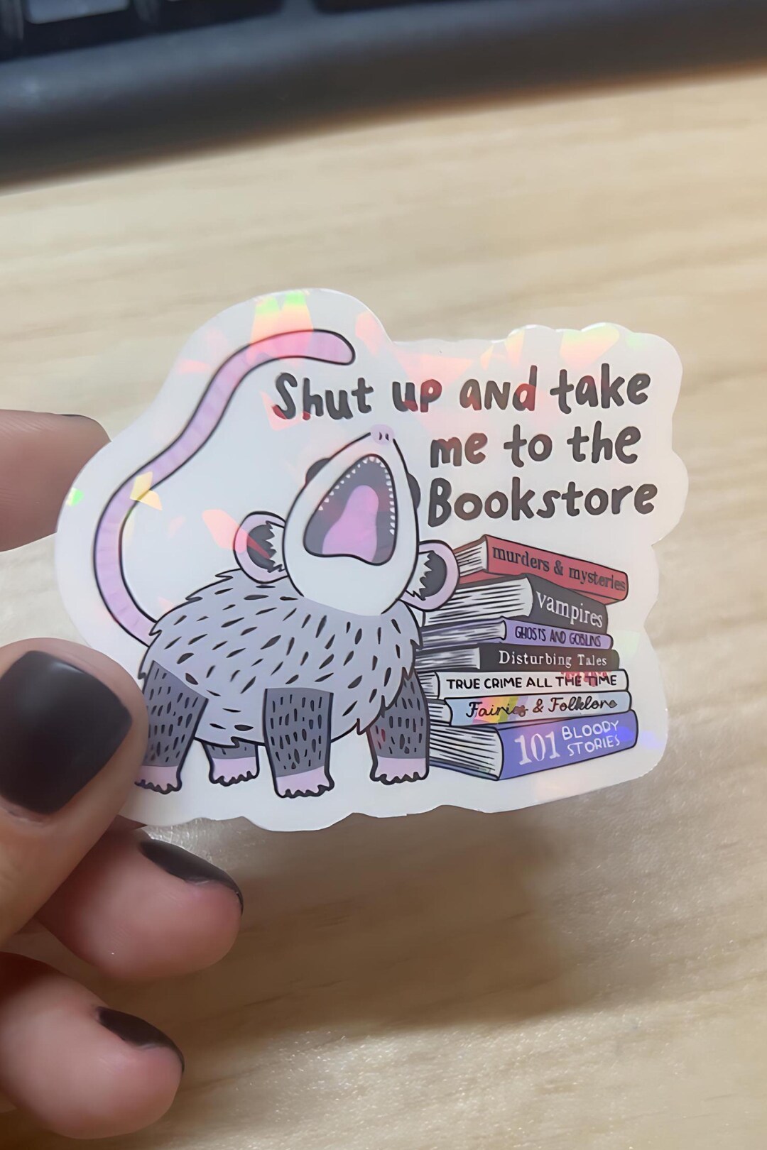 Screaming Possum Bookstore Sticker • Holographic Vinyl Decal - Etsy
