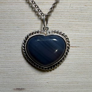 Gray Jadeite Stone Pendant/Heart Necklace/Sterling Silver Chain/Made in USA/Handmade Pendant/Gray Jadeite Heart Necklace/Gift for Her/Gifts.