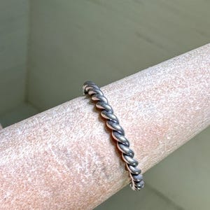 Oxidized Sterling Silver Twist Rope Ring - 2mm Stackable Band