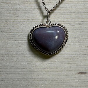 Cabochon Stone Heart Pendant/Sterling Silver Chain/Made in USA/Handmade Pendant/Gift for Her/Beige Heart Necklace/Boxed Gift/925 Silver.