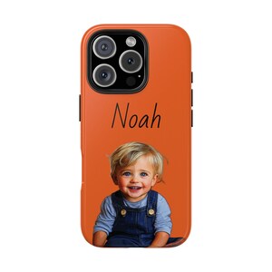 Custom iPhone 16 Tough Case – Personalized Protective Cover with Photo & Name, Gift for Mom, Photo Case, Hard Case