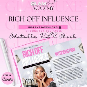 Rich Off Influence, Done For You, Ebook Template, eBook, PLR , White Label, PLR, eBook
