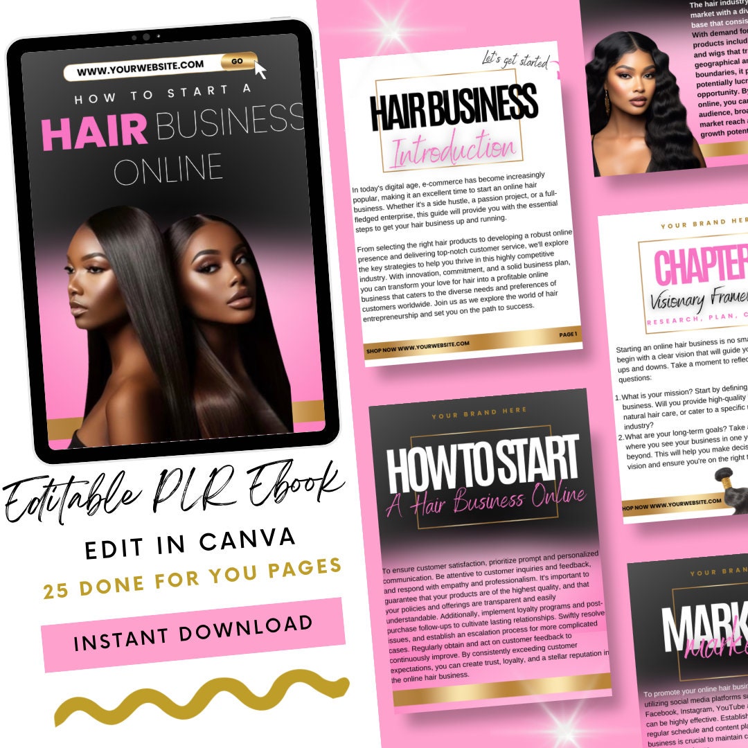 PLR, Online Hair Business Ebook, White Label Planner, Done for You