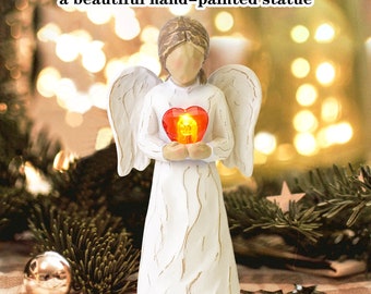 Angel Blessing Figurines, beautiful memorial Figurines, resin statue,Handcrafted Figurines beautifully decorated,LED Light Battery Operated