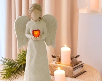 Love Angel Statue, Resin Angel Statue, Hand Painted Sculpture, Perfect Decoration and Gift, Equipped with Luminous LED Lights