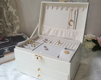 Personalized jewelry box, Large jewelry organizer for women and girls, Personalized gift with first name