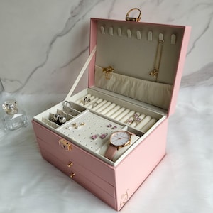 Boîte à bijoux personnalisable avec prénom Coffret pour femme et fille Cadeau personnalisé original