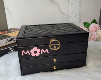 Vegan Leather Jewelry Box for Mom, Gift for Mothers, Large Jewelry Organizer for Women and Girls