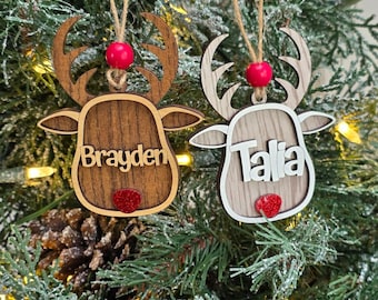 Personalized Reindeer Ornament | Custom Christmas Holiday Decorations for Tree & Gift