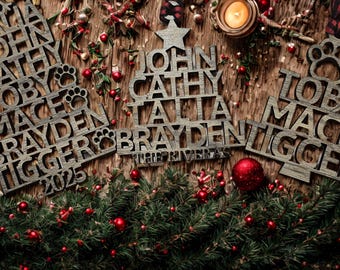 Personalized Family Name Christmas Ornament, Custom Tree Keepsake, Holiday Decor Gift for Families