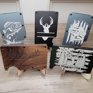 Billetera personalizada: diseño delgado con capacidad para 15 tarjetas, regalos personalizados para hombres, motivos de caza y pesca, idea de regalo única