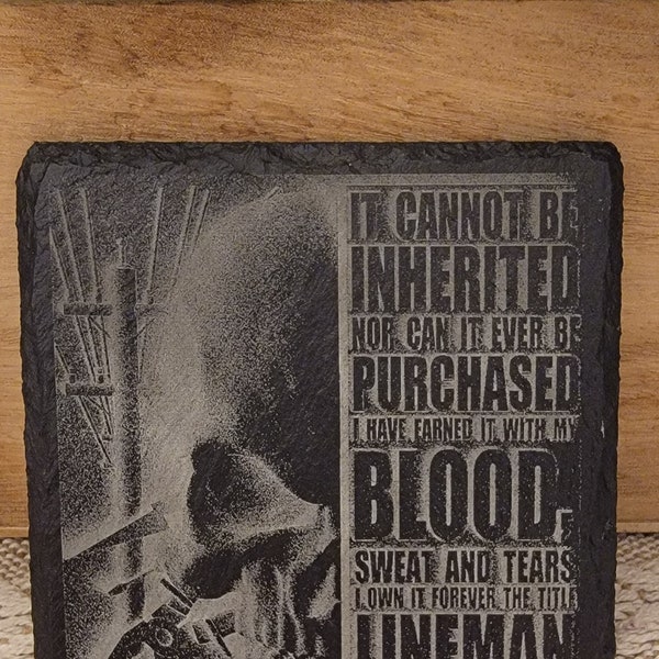 Lineman Slate Coaster Set - Engraved 3D-Like Image Durable Drinkware for Lineworker Appreciation Gift, Retirement gift