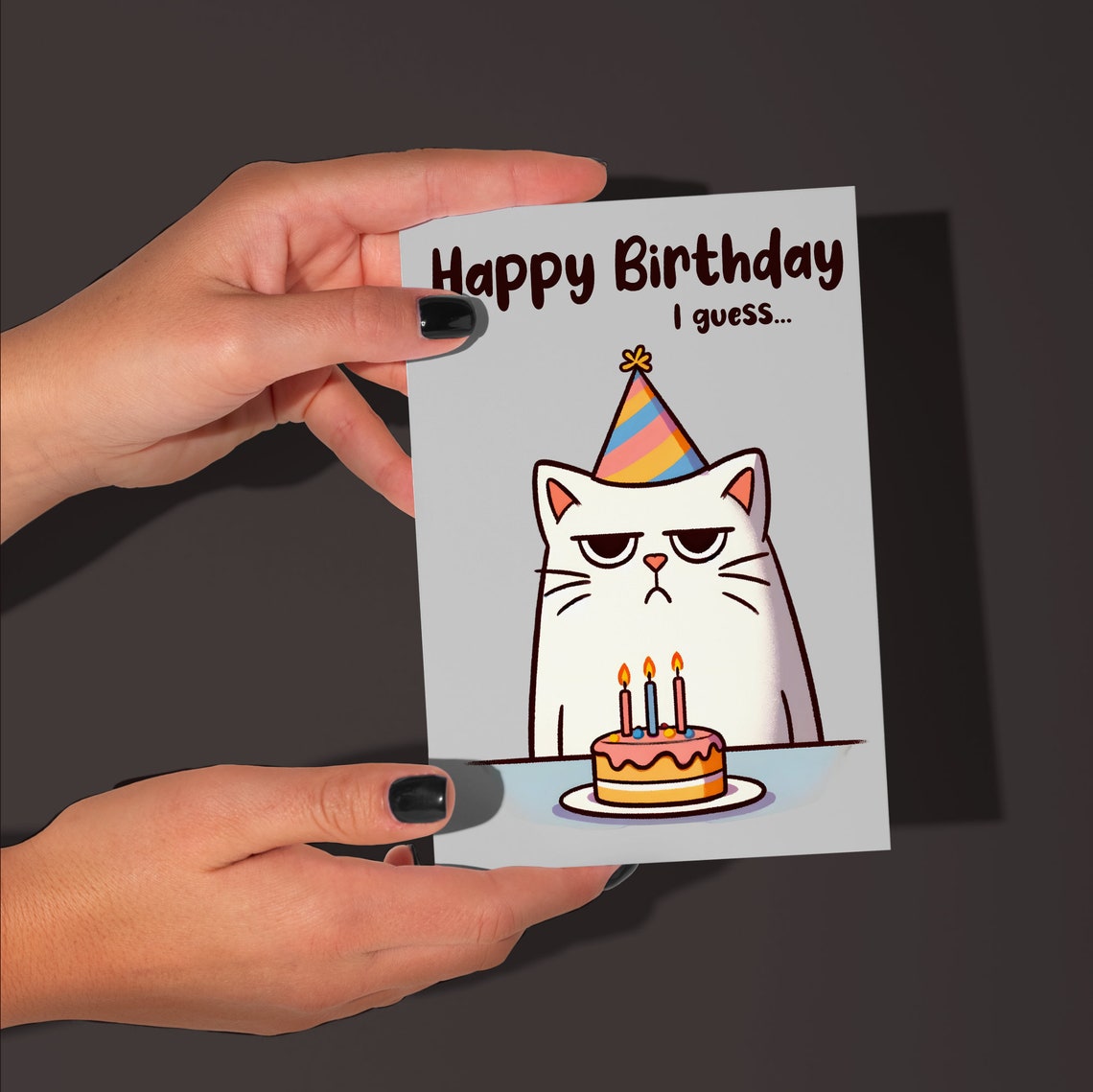 Grumpy Cat Birthday Card for Cat Lovers Kittens Not Amused Annoyed ...
