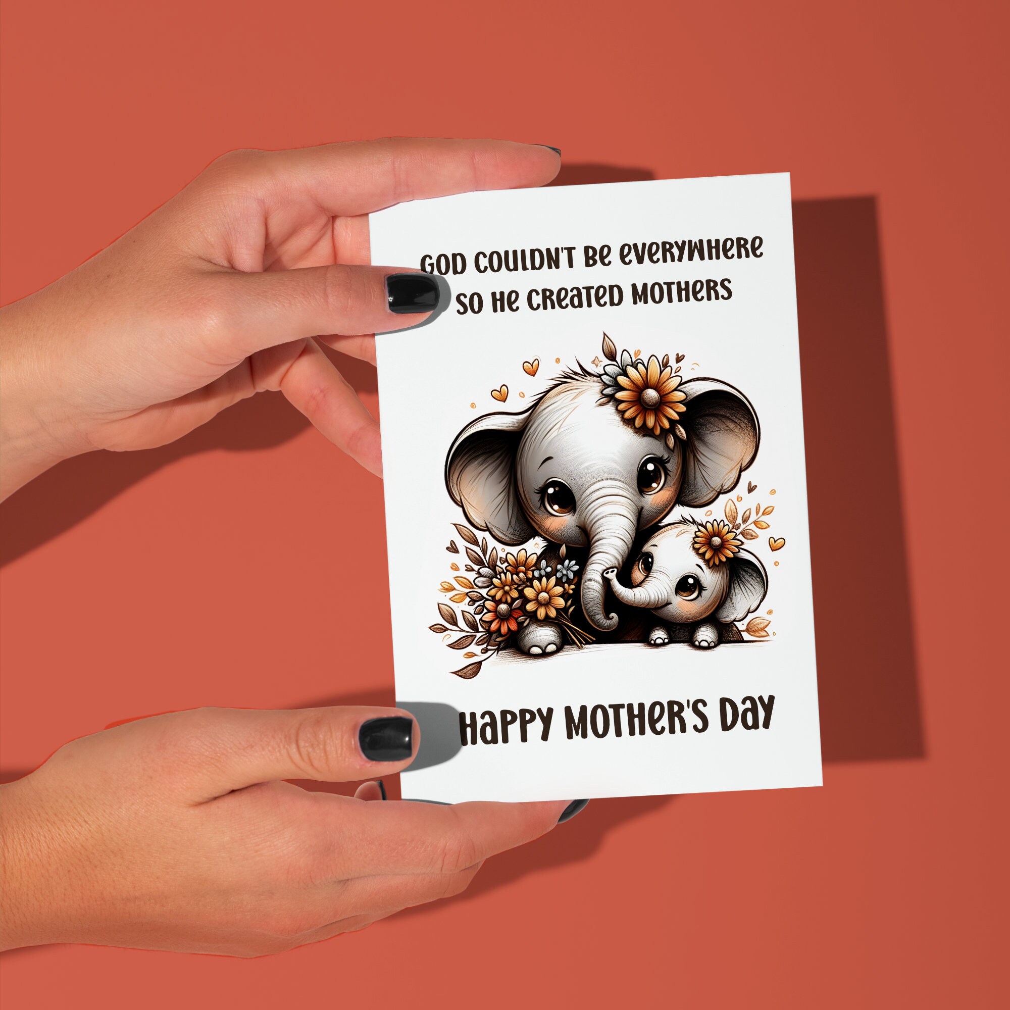 Elephant Religious Mother's Day Card for A Mom Who Loves Elephants ...
