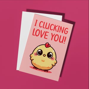 Funny Chicken Love Card I Clucking Love You Farm Gift for Cute Romantic Farm Animal Lovers Gift Valentines Day Anniversary for girlfriend