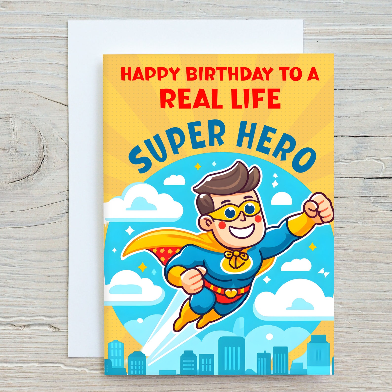 Superhero Birthday Card for Superhero Themed Kid Birthday Party for ...