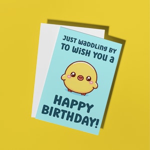 Birthday Ducky Birthday Card For Farm Friend Cute Kawaii Waddling Duck Greeting Card For Duck Lover Adorable Gift For Kid Who Loves Ducks