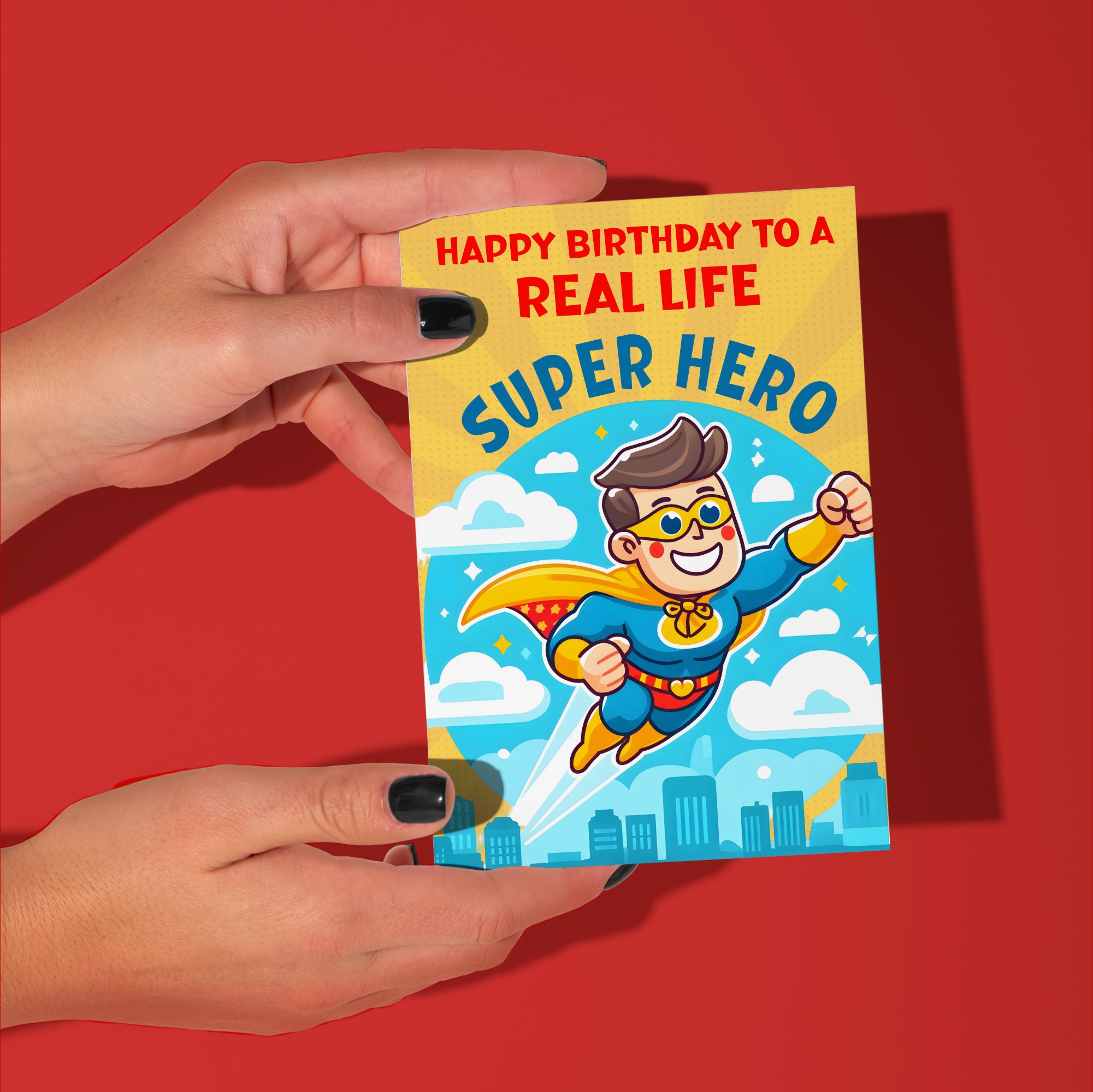 Superhero Birthday Card for Superhero Themed Kid Birthday Party for ...